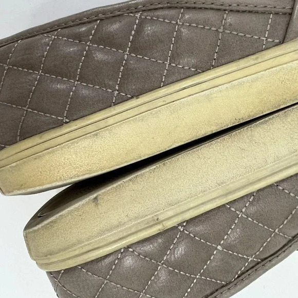Steve Madden Slip On Leather Flocked Quilted Size 9 Ecentrcq Sneaker Taupe Flats - Picture 10 of 12